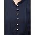 Pleated abaya with fashionable buttons - Navy blue